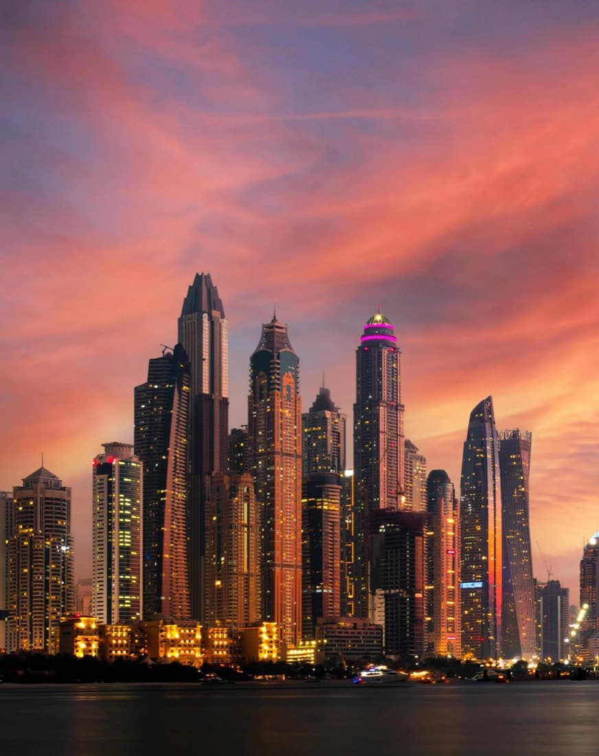 Dubai skyline at dusk